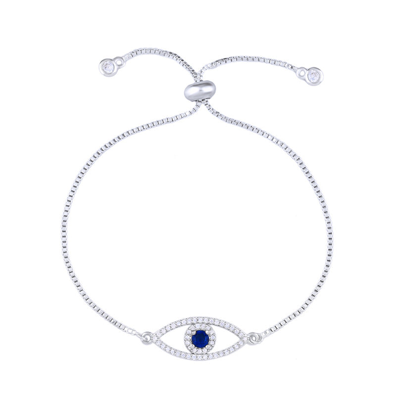 Evil Eye Zirconia Adjustable Bracelet with Full Diamond Design