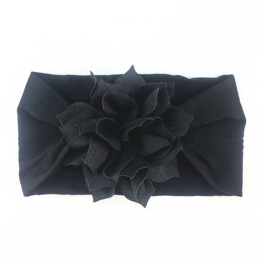 Floral Nylon Baby Headband with Ruffle Flower Design