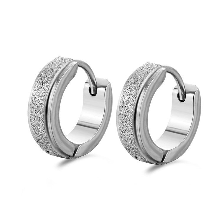 Fashion Polished Titanium Steel Hoop Earrings