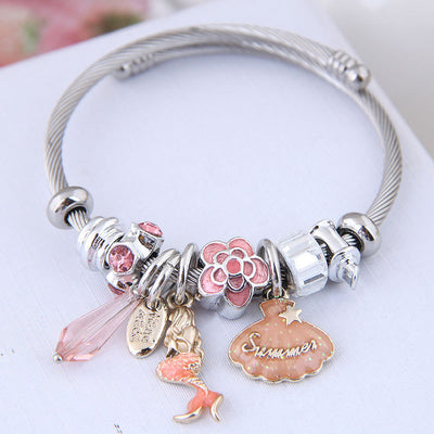 Fashion Adjustable Crystal Pendant Bangle Bracelet