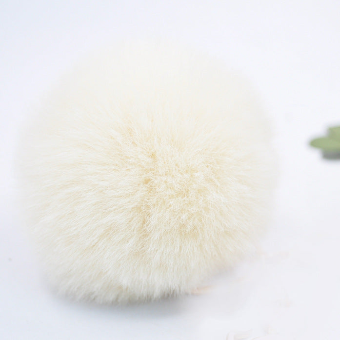 Cute Solid Color Alloy Cloth Women's Keychain with Faux Rabbit Fur Pom Pom Charm