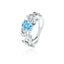 Fashion OL Leaf Diamond Zircon Ring 925 Silver Sapphire Copper Jewelry