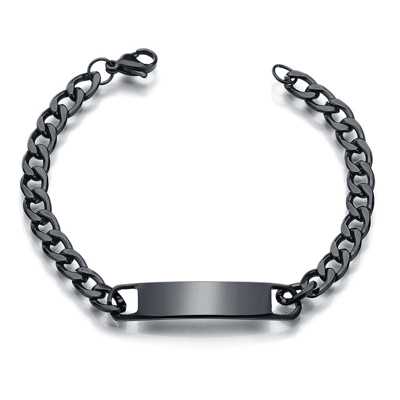 Men's Stainless Steel Curved Bracelet - Customizable Engraving Trend Jewelry