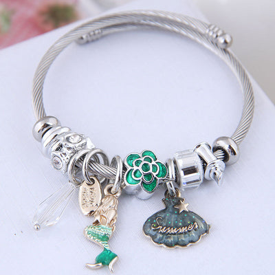 Fashion Adjustable Crystal Pendant Bangle Bracelet