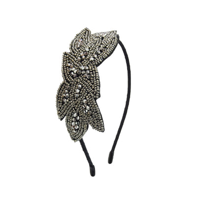 Elegant Crystal Bead Flower Headband - Handmade Fashion Hair Accessory