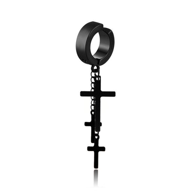 Fashion Black Punk Titanium Cross Steel Ear Clips