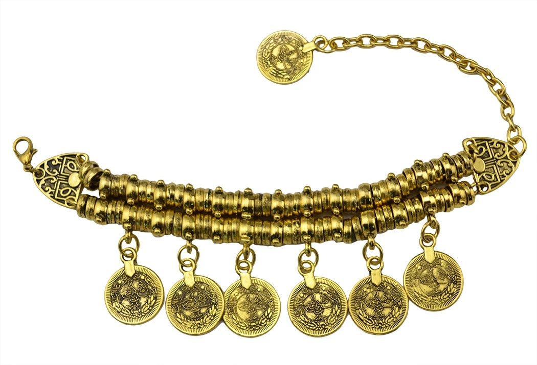 Ethnic Coin Charm Alloy Bracelet & Anklet Set - Hip-Hop Punk Retro Style Jewelry