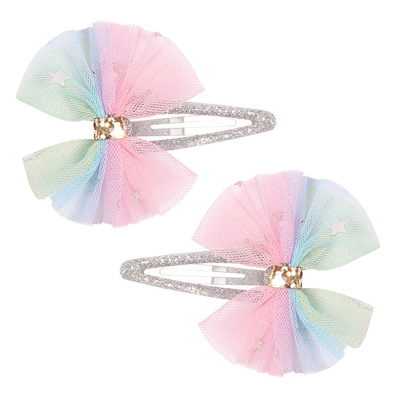 Children's Ice Cream Heart & Unicorn Bow Sequin Glitter Hair Clips Set