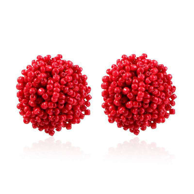 Bohemian Geometric Hand-Beaded Alloy Stud Earrings