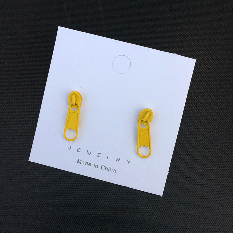 Simple Solid Color Zipper Geometric Buckle Ear Clips Wholesale