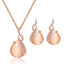 Crystal Opal Water Drop Necklace and Earrings Set for Women