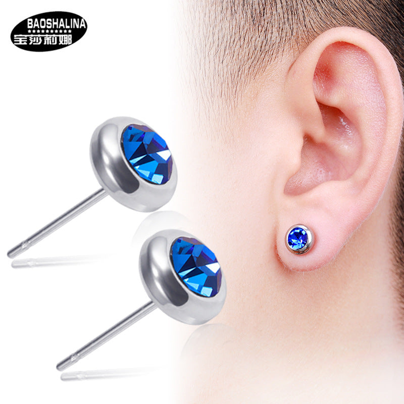 Simple Colorful Diamond Stainless Steel Hypoallergenic Stud Earrings