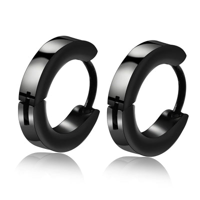 Retro Round Stainless Steel Hoop Earrings - Trendy Fashion Jewelry