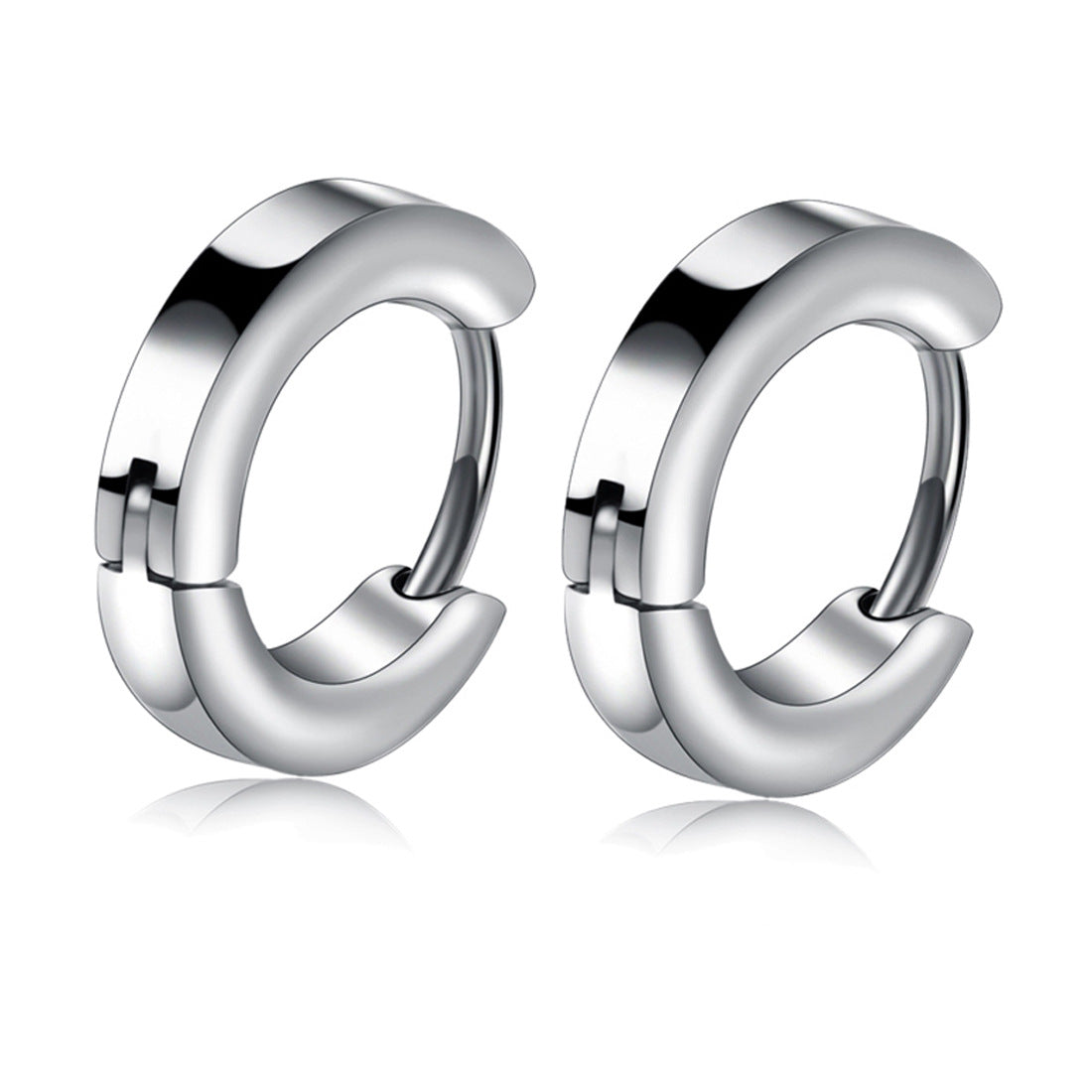 Retro Round Stainless Steel Hoop Earrings - Trendy Fashion Jewelry