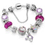 Cartoon Animal Crystal Rhinestone Unicorn Bracelet with Purple Opal Beads