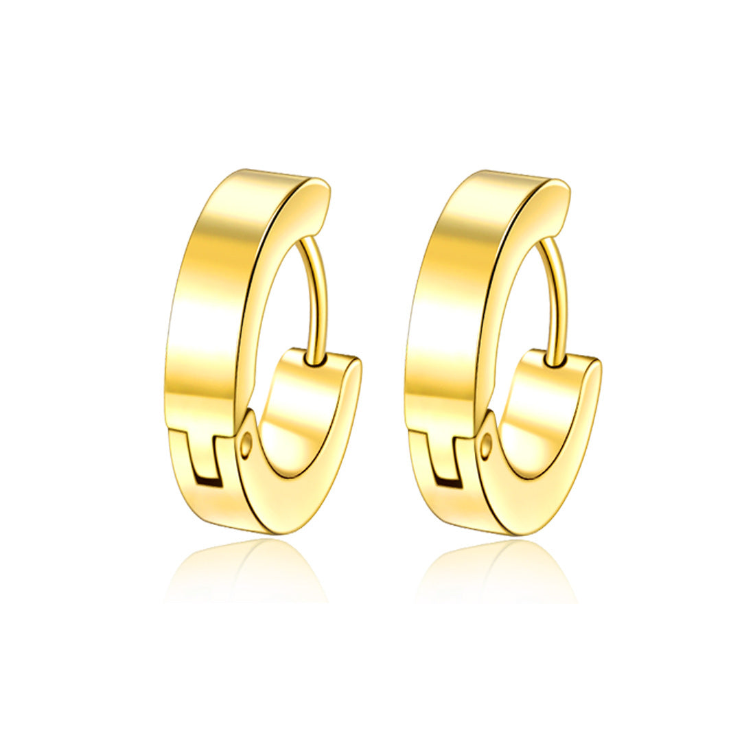 Retro Round Stainless Steel Hoop Earrings - Trendy Fashion Jewelry