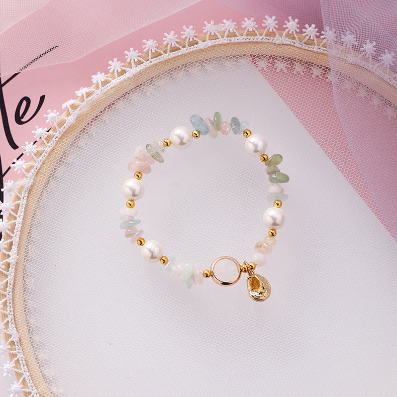 Fashion Natural Stone and Irregular Shell Pearl Beaded Bracelet