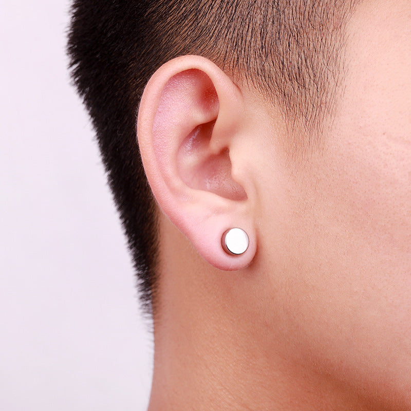 Simple Geometric Metal Ear Studs and Magnetic Clip-On Earrings