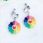 Cartoon Flower Resin Women's Ear Clips and Studs with Colorful Sunflower Design