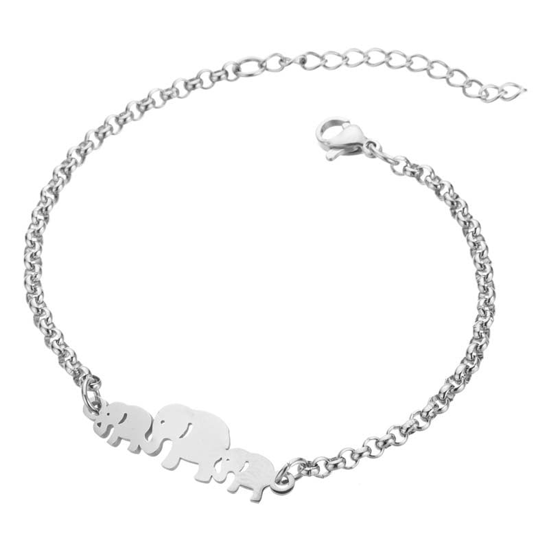 Women's Stainless Steel Elephant Bracelet - Minimalist Animal Jewelry for Women