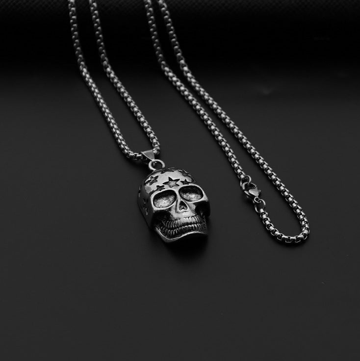 Hip-Hop Cross Star Snake Stainless Steel Pendant Necklace with Weightlifter Charm