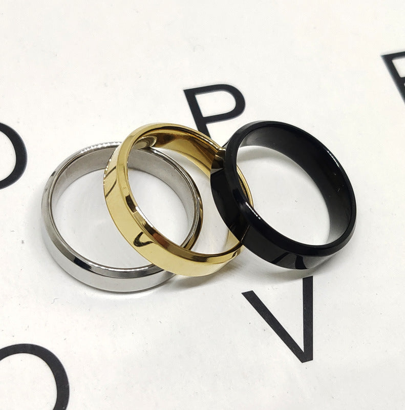 Wholesale Minimalist Geometric Stainless Steel Rings - Customizable Tri-Color Design