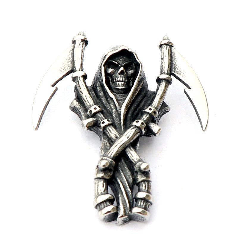 Men's Retro Skull Tomahawk Stainless Steel Pendant Necklace