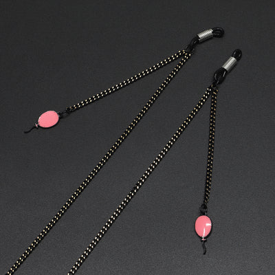 Fashion Simple Black and Pink Balloon Pendant Sunglasses with Glasses Chain