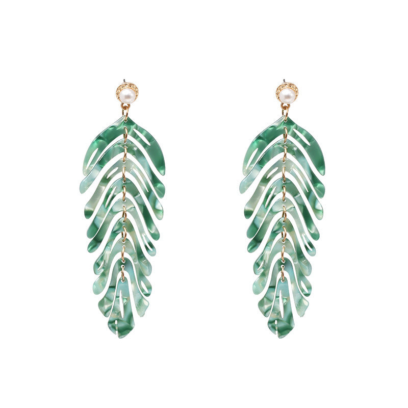 Women's Retro Leaf Acrylic Resin Earrings - Minimalist Luxury Style