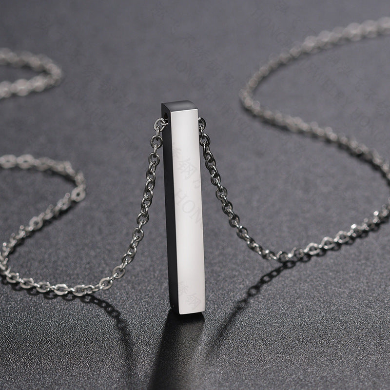 Stainless Steel Personalized Engraved Cylinder Pendant Necklace