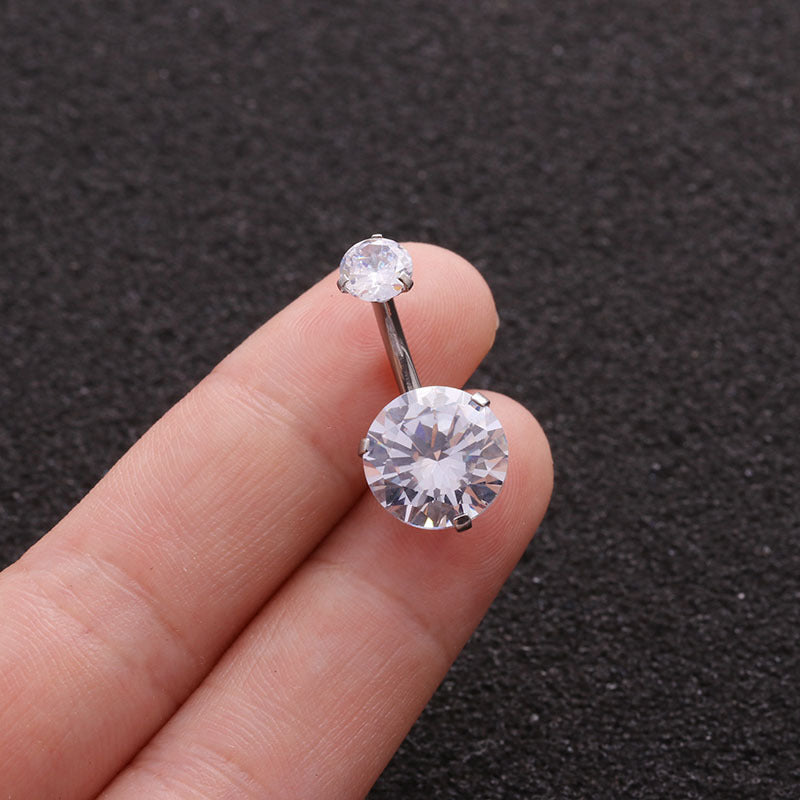 Exaggerated Geometric Zircon Belly Rings 316 Stainless Steel Body Piercing Jewelry