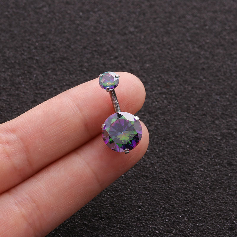 Exaggerated Geometric Zircon Belly Rings 316 Stainless Steel Body Piercing Jewelry