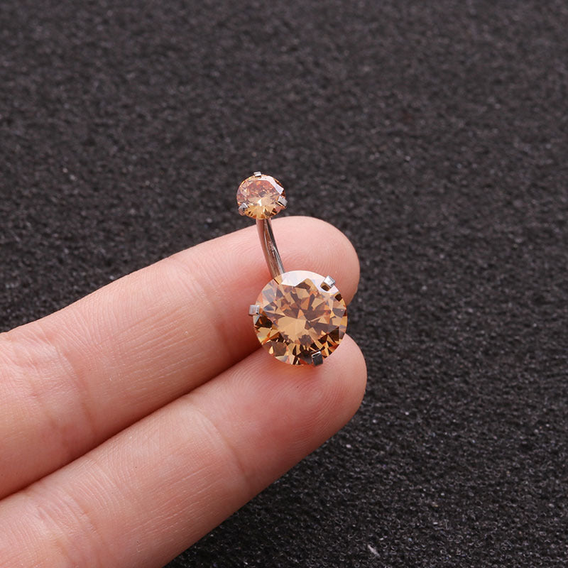 Exaggerated Geometric Zircon Belly Rings 316 Stainless Steel Body Piercing Jewelry