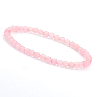 Simple Round Natural Stone Beaded Bracelet - 4mm Rhodochrosite Strand