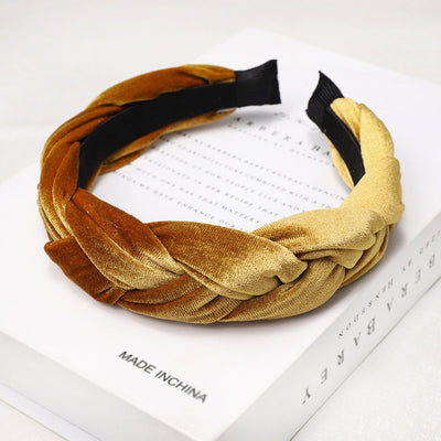 Retro Velvet Braided Hair Band - Handmade Korean Style Headband