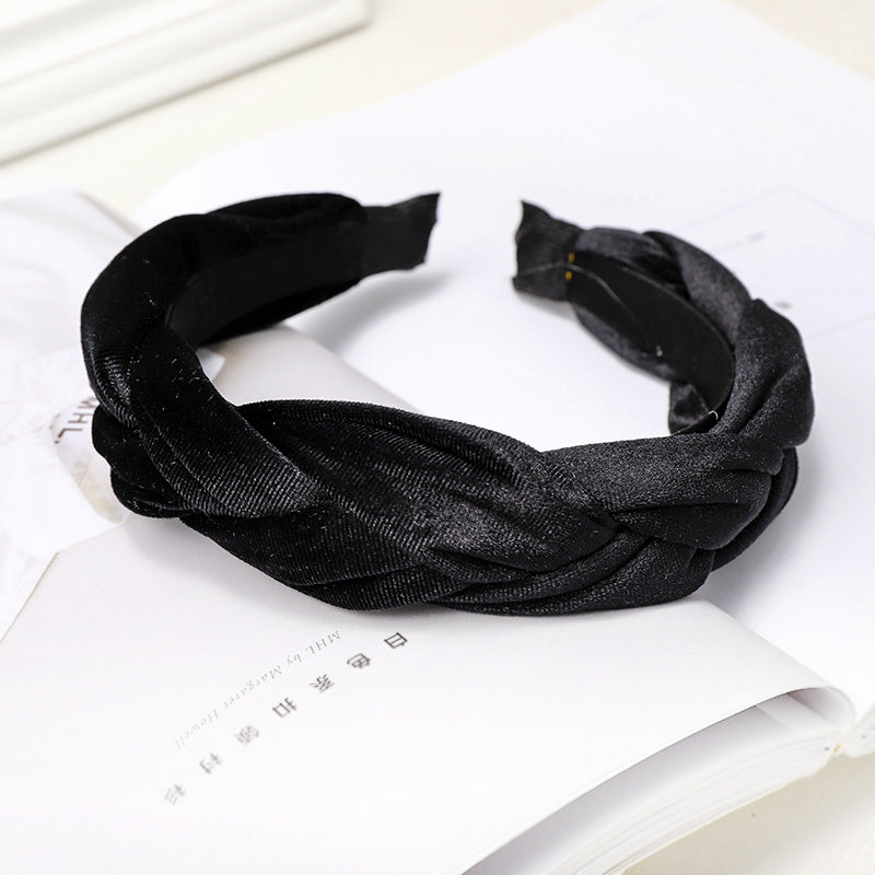 Retro Velvet Braided Hair Band - Handmade Korean Style Headband