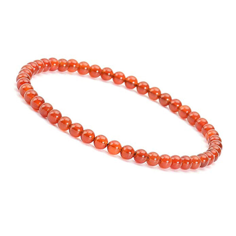 Simple Round Natural Stone Beaded Bracelet - 4mm Rhodochrosite Strand