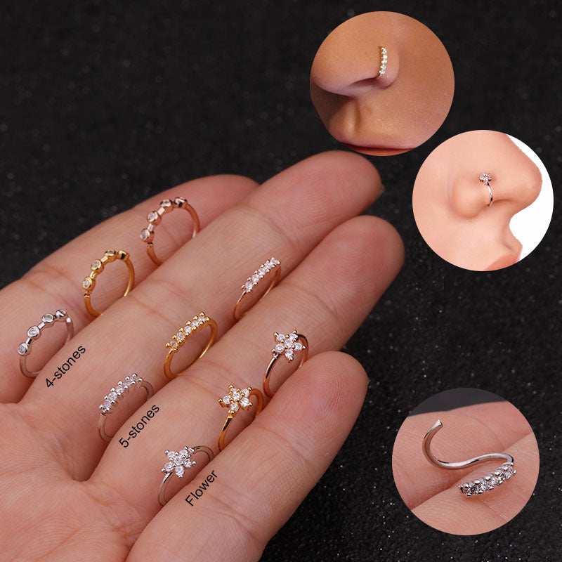 Hot Sale Zircon Flower Micro-inlaid Zircon Piercing Nose Ring