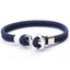 Geometric Anchor Alloy & Titanium Steel Navy Rope Bracelet