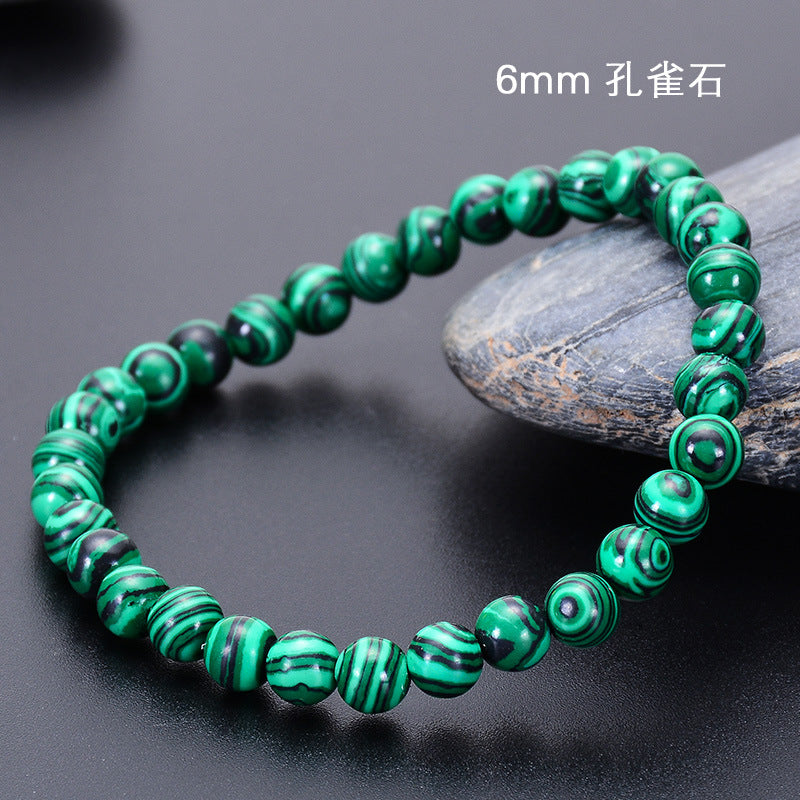 Fashion Swirl Pattern Malachite Natural Stone Beaded Bracelet