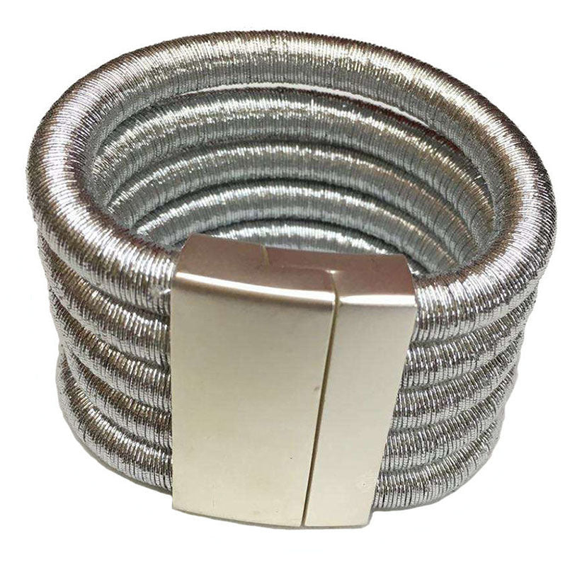 Exaggerated Multilayer Geometric Alloy Magnetic Bracelet Bangle