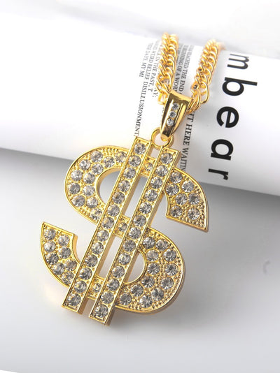 Hip-hop Dollar Alloy Rhinestone Plating Men's Pendant Necklace 1 Piece