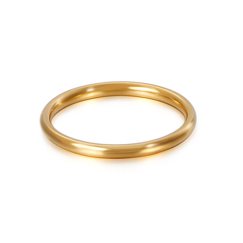 Fashion Minimalist Stainless Steel Couple Rings - 18k Gold Rose Rainbow Band