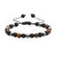 Fashion Adjustable Black Matte Woven Bracelet with Tiger Eye Stone