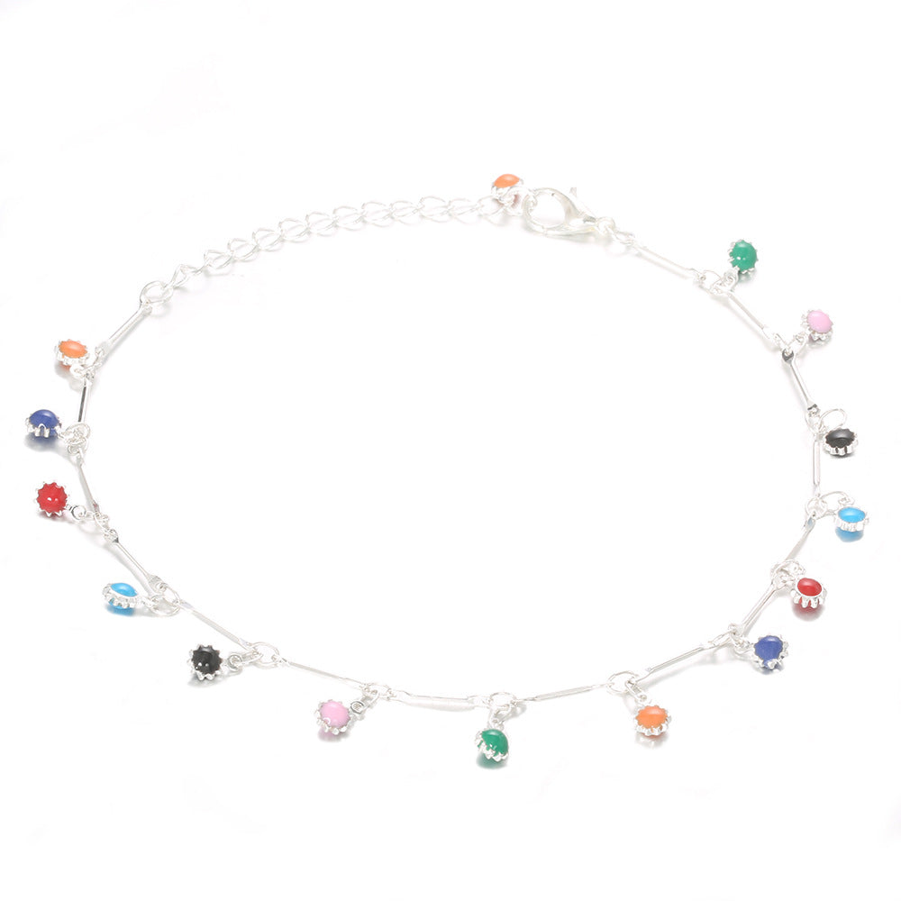 Fashion Sunflower Gemstone Resin Anklet