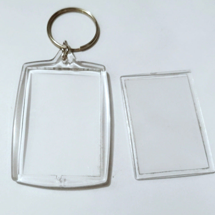 Acrylic Rectangle Metal Unisex Photo Frame Keychain Pendant