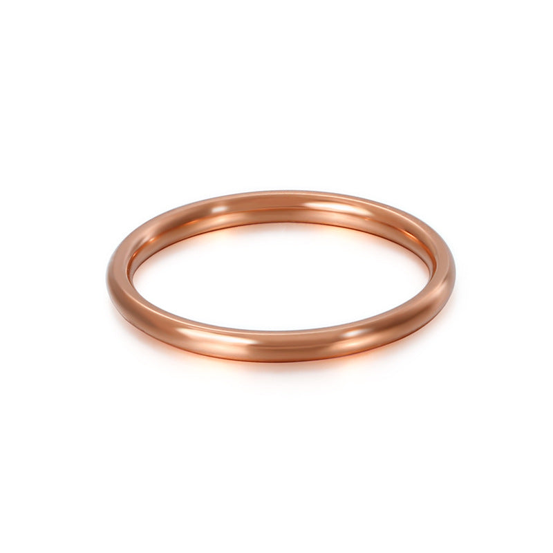 Fashion Minimalist Stainless Steel Couple Rings - 18k Gold Rose Rainbow Band