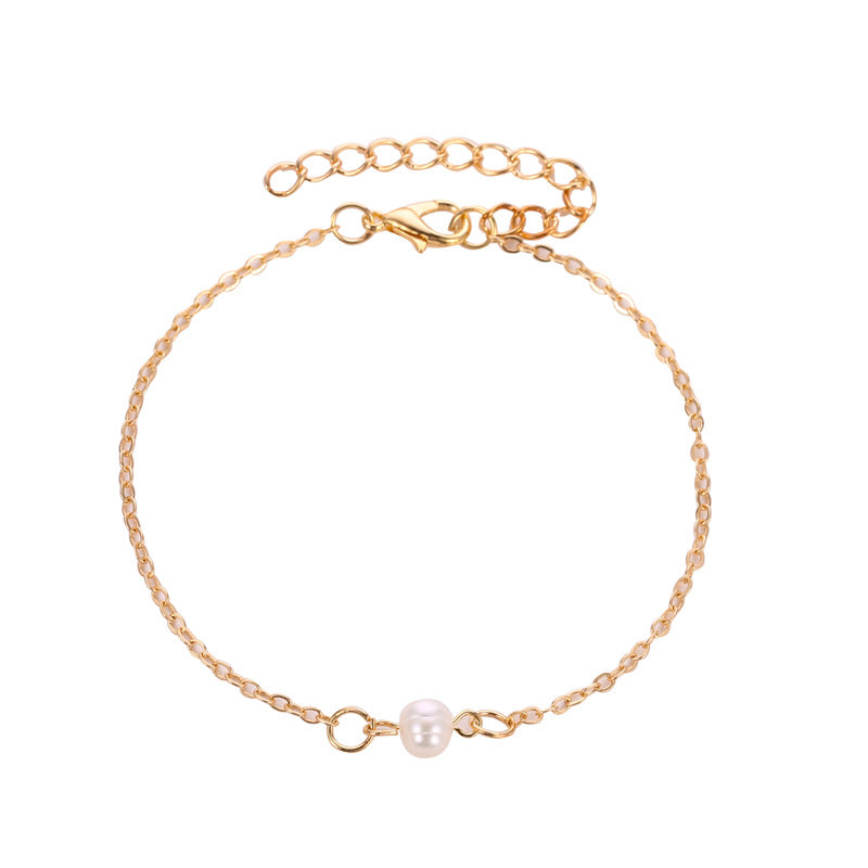 Minimalist Pearl and Alloy Beaded Bracelet - Elegant Freshwater Design