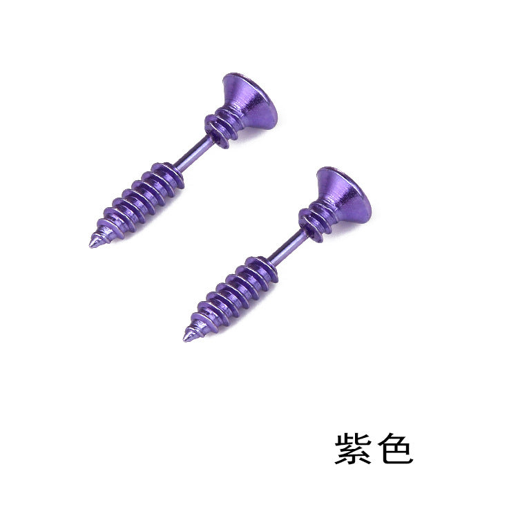 Fashion Multicolor Titanium Steel Screw Stud Earrings