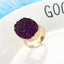 Exquisite Gold Oval Resin Ring with Imitation Natural Stone, Adjustable Wedding Jewelry